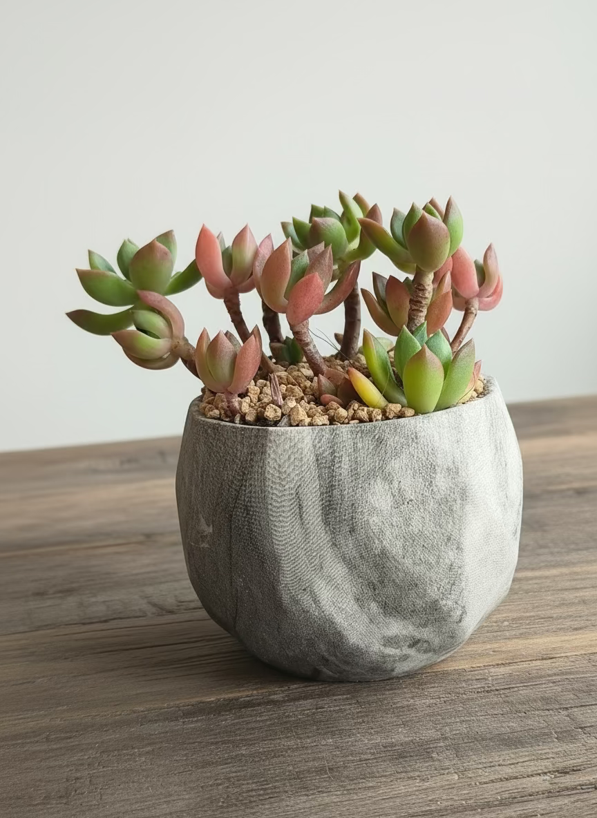 Succulent Classic Marble Grey Planter - Echeveria 'Minibelle'