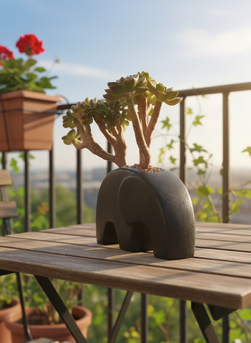 Succulent Petite Black Elephant Planter - Lety's Sedeveria