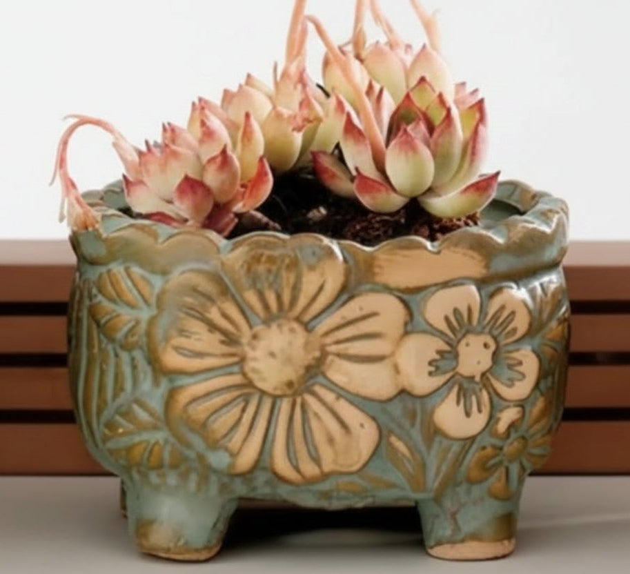 Vintage Teal Succulent Planters – Mother’s Day Gift