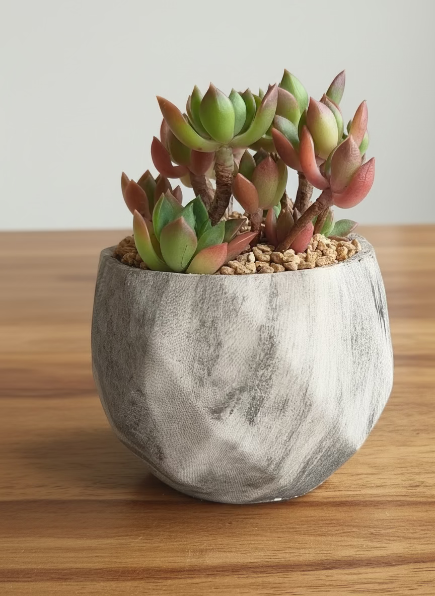 Succulent Classic Marble Grey Planter - Echeveria 'Minibelle'