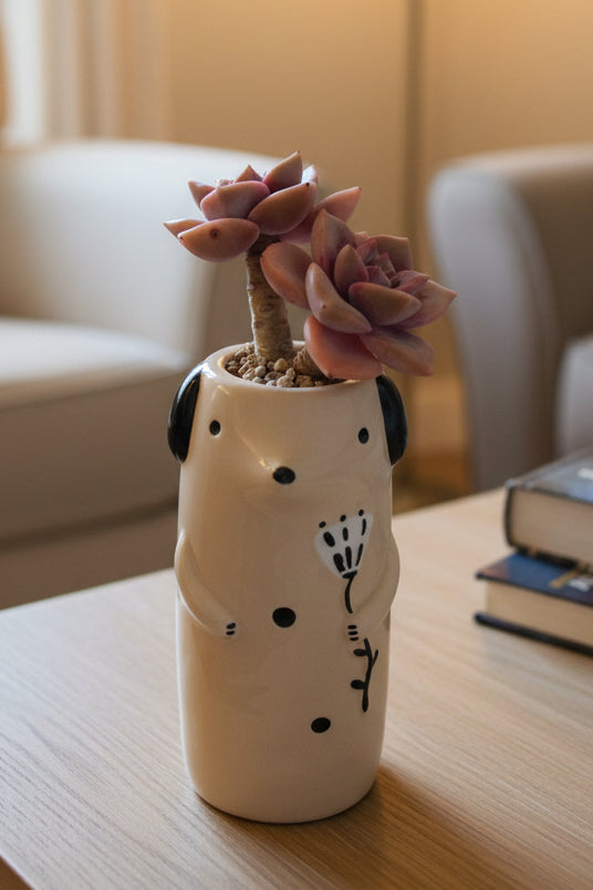 Succulent Dog Bud Vase – Graptopetalum 'Purple Delight